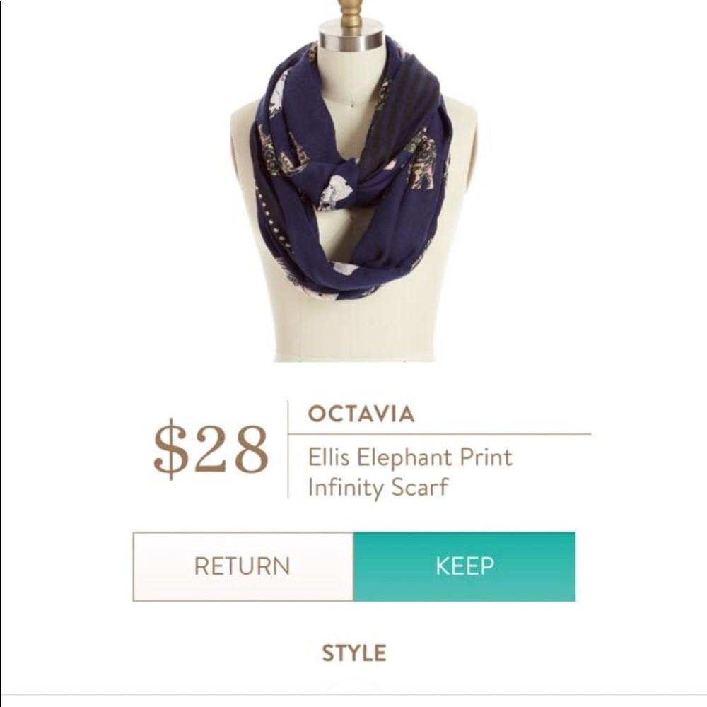 Stitch Fix Octavia Ellis Elephant Scarf NWT Navy